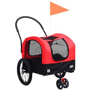vidaXL Prívesný vozík za bicykel a jogger 2 v 1 pre domácich miláčikov Červená a čierna