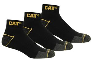 CAT Caterpillar 12 Paar in 47-50 kurze, schwarze Arbeitssocken, Arbeitssneaker / Socken