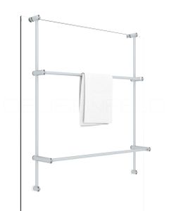 DEUSENFELD Edelstahl Handtuchhalter für Glaswand, Duschwand, für 4-8mm, 600x700mm, Handtuchstangen stufenlos verstellbar, 1 oder 2 Halter, matt geb.