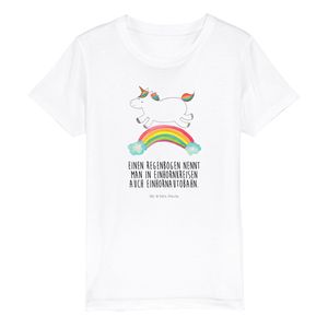 Mr. & Mrs. Panda 5-6 Jahre Kinder T-Shirt Einhorn Regenbogen - Weiß - Geschenk, Unicorn, Glitzer, Einhorn Deko, Einhörner, Erwachsenwerden