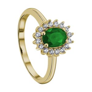 0,25 ct Diamant Brillant Smaragd Ring aus 585 Gelbgold RFB90072.21  Ringweite  57