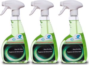 KaiserRein Desinfektionsspray 3 x 0,5 L (1,5L) schonendes Desinfektionsmittel zur Flächendesinfektion I ohne Alkohol I begrenzt virozid I Desinfektionsreiniger