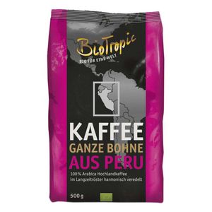 BioTropic Kaffee ganze Bohne Peru 100% Arabica 500g