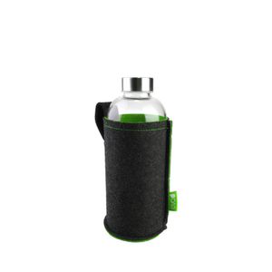 Eva Trinkflasche Glas 1 Liter mit Filzhülle grau/grün