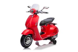 Elektrischer Aufsitz-Scooter Vespa 946 mit Rückwärtsgang, rot, lizenziert, Zusatzräder, Lithiumbatterie, 2 x 30-W-Motoren, Ledersitz, MP3-Player mit USB-Eingang Elektrischer Aufsitz-Scooter Vespa 946 mit Rückwärtsgang, rot, lizenziert, Zusatzräder, Lithiumbatterie, 2 x 30-W-Motoren, Ledersitz, MP3-Player mit USB-Eingang