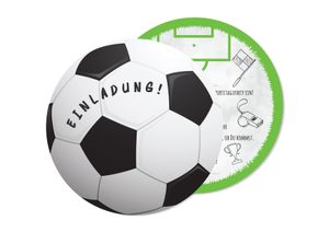 Friendly Fox Fußball Einladung rund - 12 Einladungskarten Fussball zum Kindergeburtstag Junge Mädchen- Geburtstagseinladungen - ideal für kleine Fußball-Fans
