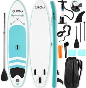 CAROMA Aufblasbares Stand Up Paddle Board, SUP Board 305/320cm x 76cm x 10cm, bis 120 kg, mit Zubehör