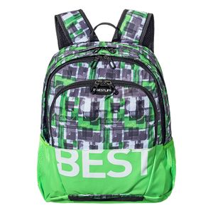 BESTLIFE Unisex Rucksack „TASKU“ Schultasche Freizeittasche mit Laptopfach bis 15,6 Zoll (39,6cm), grün