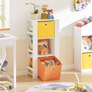 SoBuy KMB48-W Kinder Bücherregal Kinderregal mit 2 Stoffboxen Spielzeugregal Aufbewahrungsregal für Kinder Spielzeug-Organizer Weiß BHT ca.: 48x94x27cm