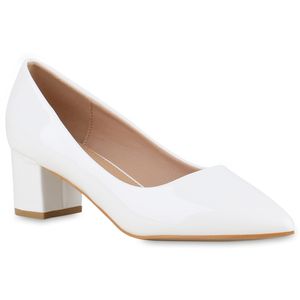 VAN HILL Damen Klassische Pumps Elegante Absatz-Schuhe 840673, Farbe: Weiß, Größe: 38