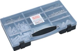 Sada hřebíků, hmoždinek a šroubů BLACK+DECKER - 560 kusů - krabice se sortimentem