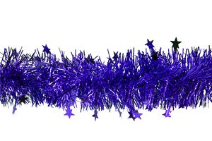 Weihnachtsgirlande Lametta mit Sternen 8cm, 3 Meter, Farbauswahl:blau 352 / königsblau / royalblau
