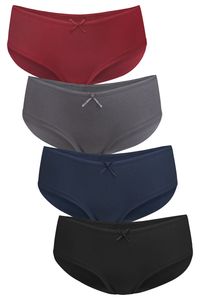 Fabio Farini - 4 Stück Damen Unterhosen - Frauen Hipster Set aus Baumwolle im sportlichen Panty-Style mit Schleifchen Größe: XL