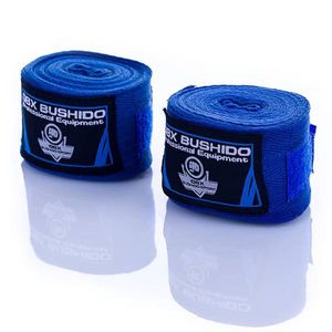 DBX BUSHIDO SPORT Bandagen Boxen 4m, Blau - Baumwolle Boxbandagen Herren - Flexibel Box Bandagen Männer mit Starkem Klettverschluss - Boxing Bandage für den Kampfsport