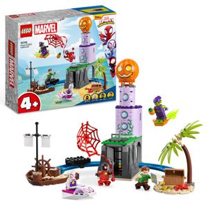 LEGO 10790 Marvel Spideys Team an Green Goblins Leuchtturm, Spielzeug für Kinder ab 4 Jahren mit Piratenschiff, Miles Morales Minifigur & mehr, Spidey und seine Super-Freunde