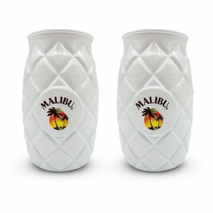 Malibu Ananasglas Weiß 2er-Set, Rum- und Cocktailgläser in Ananasform, Glas, 500 ml