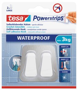 tesa Powerstrips Duo-Haken WATERPROOF Metall/Plastik 1 Doppelhaken + 2 Strips