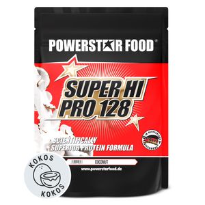 Powerstar SUPER HI PRO 128 | Mehrkomponenten Protein-Pulver 1kg | Höchste Biologische Wertigkeit | Protein-Shake zum Muskelaufbau | Coconut