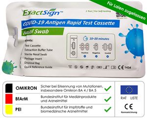 20x ExactSign BIO-TECH COVID-19 & Antigen Schnelltest Rapid Test | CE 2934 | 20 Stück EXACTSIGN