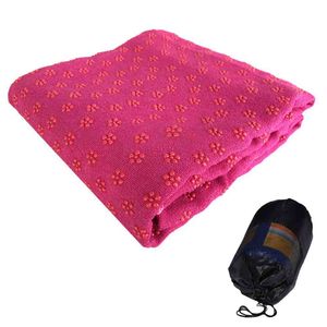 Yoga-Handtuch, heißes Yoga-Matten-Handtuch – schweißabsorbierend, rutschfest für heißes Yoga, Pilates und Training, rosarot