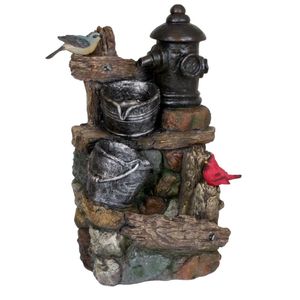 Springbrunnen Dekobrunnen Gartenbrunnen Garten Holz-/Stein-Optik