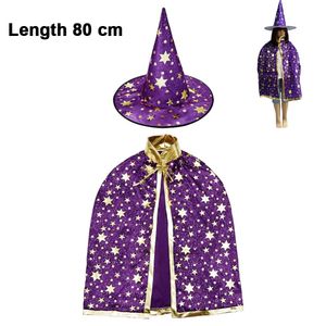 Kinder Halloween Kostüm, Hexe Zauberer Umhang mit Hut für Kinder