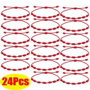 24PCS/lot 7 Knoten rotes Schnur-Armband-Schutz-Augen-viel Glück-Amulett für Erfolg-Wohlstand-Paar-Freundschafts-Armband