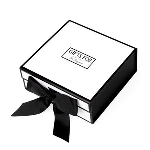 JiaWei Geschenkbox Faltschachtel mit Magnetverschluss für Weihnachten Hochzeit und alle anderen Anlässe mit Schleife/ Seidenpapier/ Grußkarte Weiß L