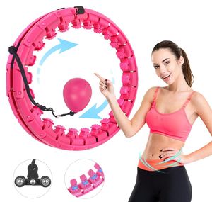 Smart Reifen 24 Knoten Hula Fitness Hoop Einstellbar Massagenoppen Bauchtrainer Gymnastikreifen,Rosa