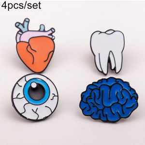 Mode kreative Kragen Corsage Cartoon Zahn Auge Organe Brosche Pin Schmuck-4pcs/set