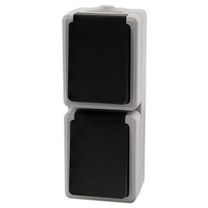 Feuchtraum Doppel-Steckdose McPower "Taff", 250V/16A, IP44, AP, grau Feuchtraum Doppel-Steckdose McPower "Taff", 250V/16A, IP44, AP, grau
