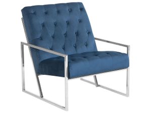 Sessel Blau Samtstoff Metall Retro-Stil Wohnzimmer
