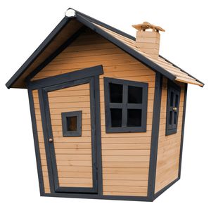 AXI Spielhaus Alice aus  Holz | Outdoor Kinderspielhaus für den Garten in Grau & Braun | Gartenhaus für Kinder mit Fenstern