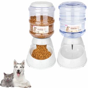 2X 3.8L Automatischer Feeder Futterautomat Haustiere Automatischer Futter Tränkesatz Futterautomat und Wasserspender für Hunde Katzen Haustiere Tiere (grau)