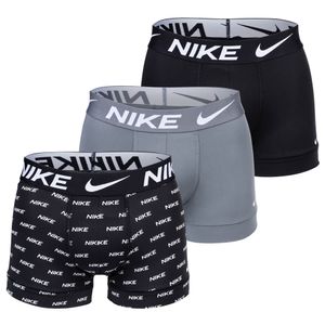 NIKE Herren Boxer Shorts, 3er Pack - Trunks, Dri-Fit Micro, Logobund Schwarz/Grau/Logo XL