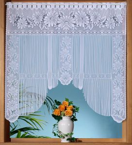 heimtexland ® Scheibengardine Fadengardine Bogen Fensterbild Gardine Jacquard Weiß 105x105 Fensterdekoration Typ70