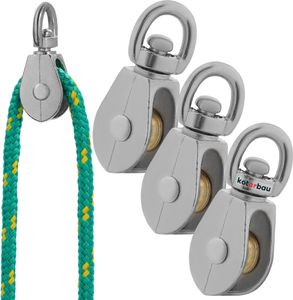 KOTARBAU® Sada 3 lanových kladiek jednoduchá poniklovaná 1/2" oceľová kladka C15 pre stavebné plachtenie záchranné horolezectvo | kladky na laná ⌀ 5 mm | lanové kladky | kladka na lanový navijak