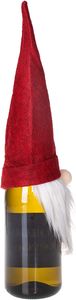 SPRINGOS Flaschenüberzug, skandinavischer Zwerg, Weihnachtszwerg, Wichtel, Weihnachten Deko Flaschen, Weinflaschen-Abdeckung, Flaschenhülle Tischdekoration (Rot)