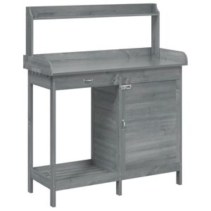 vidaXL Sázecí stolek se skříňkou šedý 110,5x45x124,5 cm masivní jedlové dřevo
