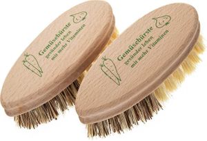 SIDCO Gemüsebürste 2 x Kartoffelbürste Pilzbürste Küchenbürste Holzbürste Naturborsten