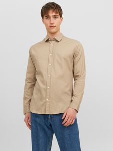 Jack & Jones Gingham Twill Slim Shirt L/S   Beige - Große XL