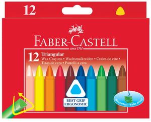 FABER-CASTELL Wachsmalstifte dreikant 12-er Kartonetui