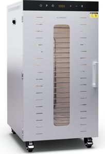Klarstein Dörrautomat Edelstahl – 2.000-W-Dörrgerät, 20 Edelstahl-Einlegeböden, 30–90 °C, 24-Stunden-Timer, 3 Ventilatoren, 50–55 dB, ideal für Obst, Gemüse, Fleisch & Kräuter, Silber