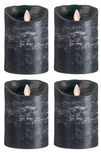 4er Set Sompex Flame LED Echtwachskerzen 12,5cm anthrazit