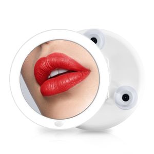 EMKE Kosmetikspiegel 7-Fach Vergrößerungsspiegel mit LED Beleuchtung Rund Schminkspiegel mit Saugnapf Rasierspiegel Weiß Wandspiegel Batteriebetrieben