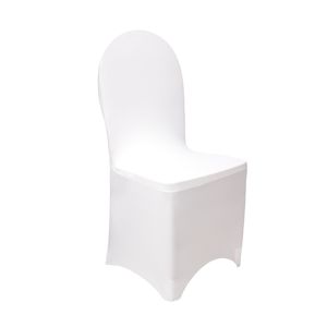 Stuhlhusse Stretch Weiß mit Runder Lehne elastischer Stuhlüberzug Stuhlbezug dehnbar, 1 Stück