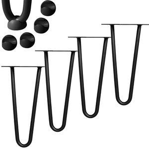 Mucola Tischbeine 4er Set Hairpin Leg Haarnadelbeine Tischgestell Tisch Tischkufen Esstisch Tischbein - Schwarz 2 Streben 20CM