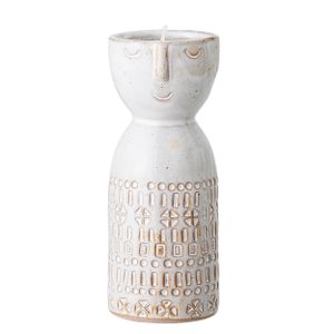 Bloomingville Vase FACE Creme Weiß Rund mit Gesicht 6x14 cm Keramik Blumenvase