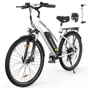 COLORWAY E-Bike 28 Zoll Damen und Herren 36V 15Ah 540 Wh,250W Elektrofahrrad,MTB,7 Gang , Heckmotor,Kettenschaltung, Ebike für 170 - 190 cm, silber