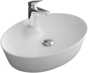 Alpenberger Ovale Aufsatzwaschbecken | Waschbecken aus hochwertiger Keramik | speziellen Nanobeschichtung | Standard DIN-Anschlüsse | Bad oder Gäste-WC